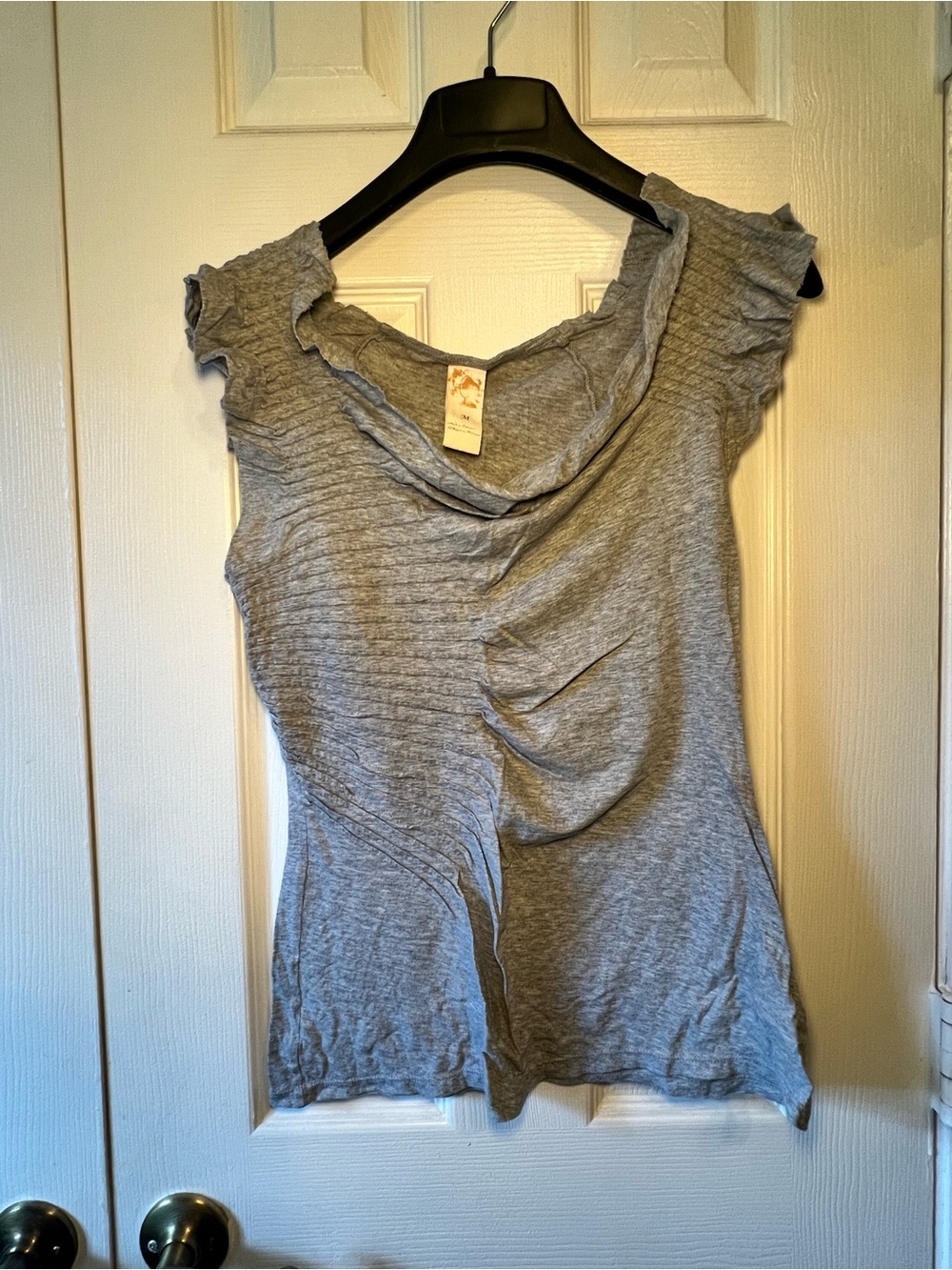 Anthropologie Gray Women's Ruffled Sleeveless Top